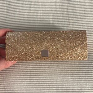 KYLIE MINOGUE hard shell eyeglass case glitter gold magnetic closure cloth